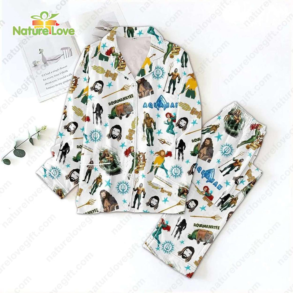 Aquaman Comic Art​ Pajamas Set Marvel Christmas Pyjamas for Fans