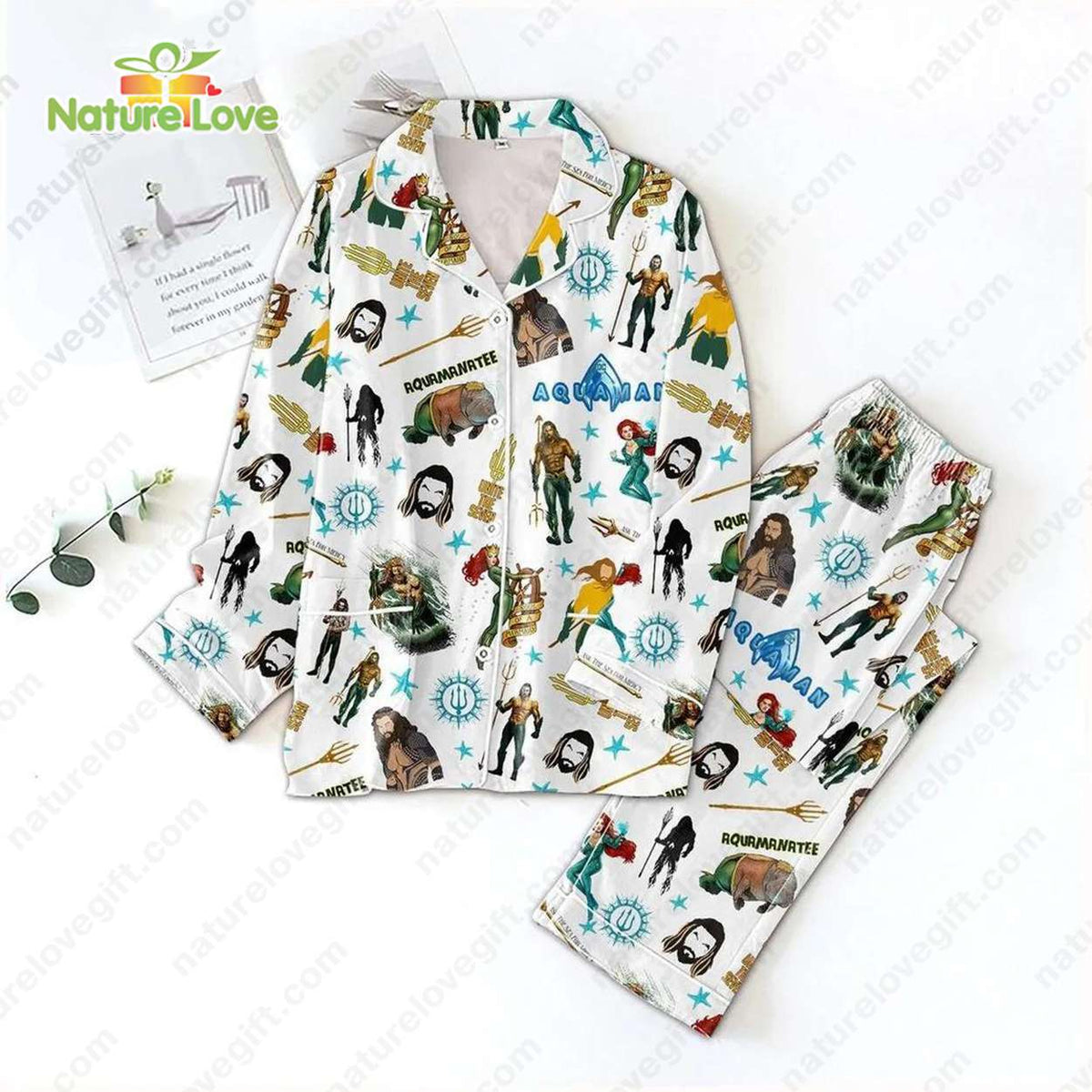 Aquaman Comic Art​ Pajamas Set Marvel Christmas Pyjamas for Fans