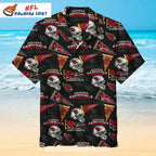 Arizona Cardinals Black Pattern Hawaiian Shirt With Football Logos