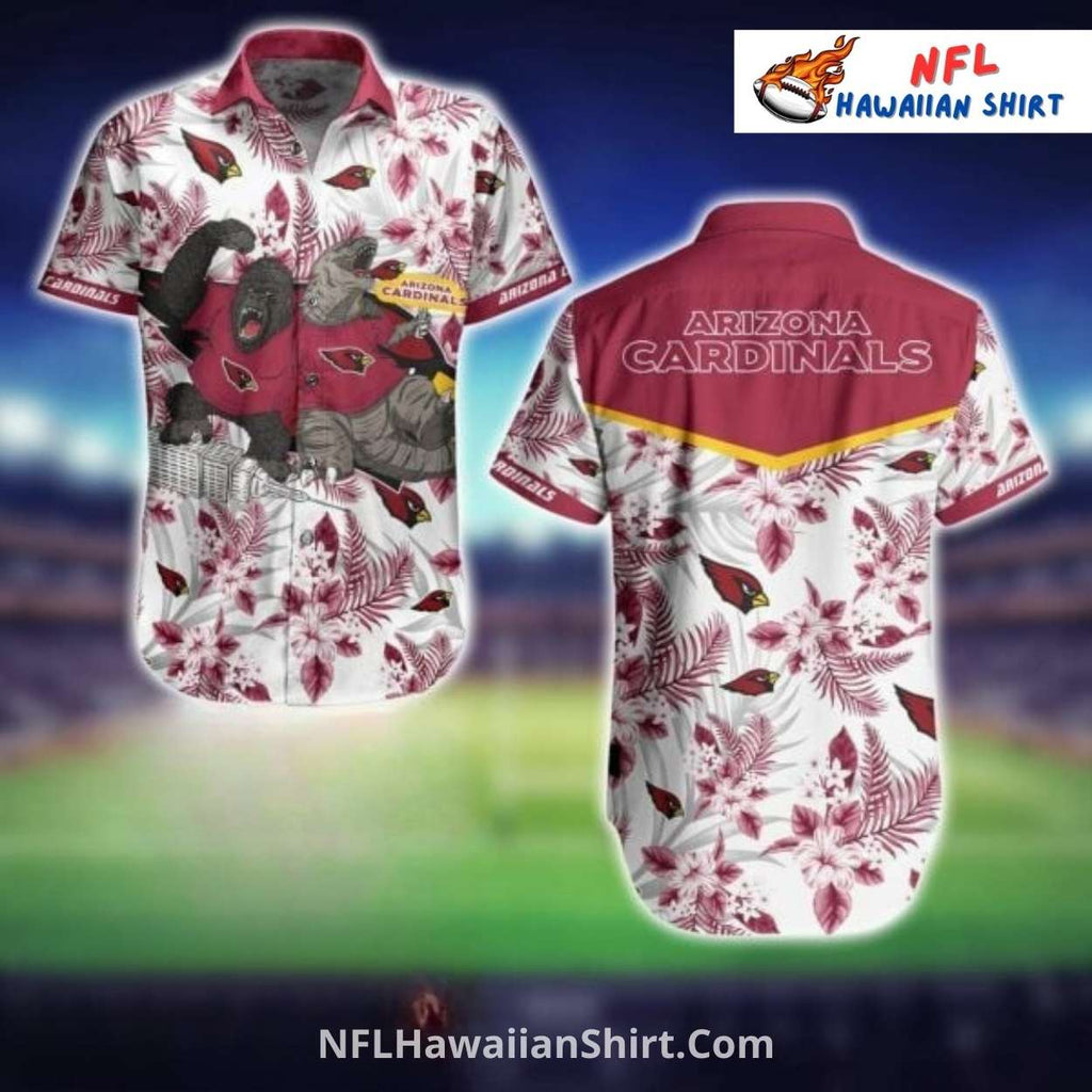 Arizona Cardinals Gorilla Power Hawaiian Shirt, Floral Design