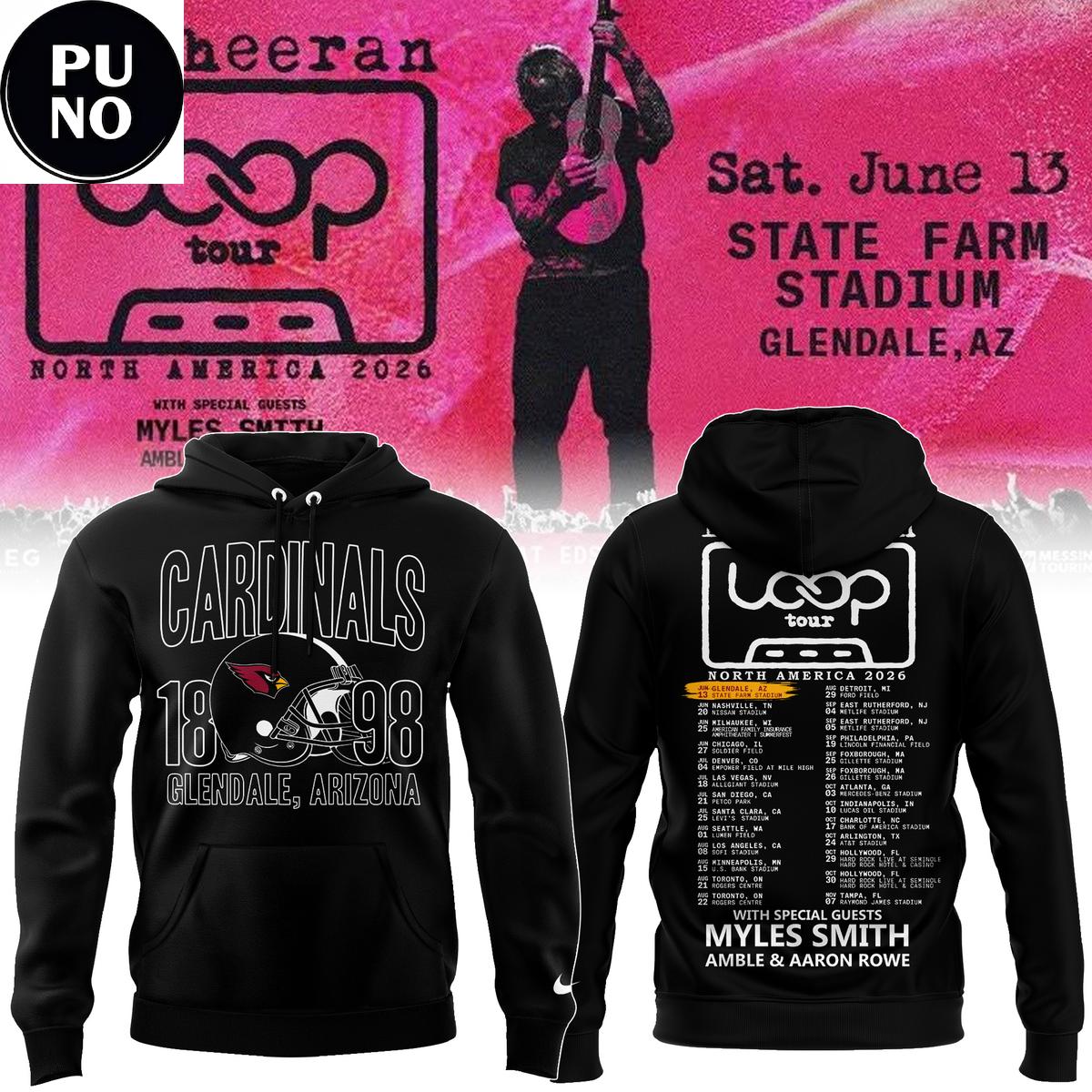 Arizona Cardinals x Ed Sheeran The Loop Tour 2026 Hoodie T-Shirt