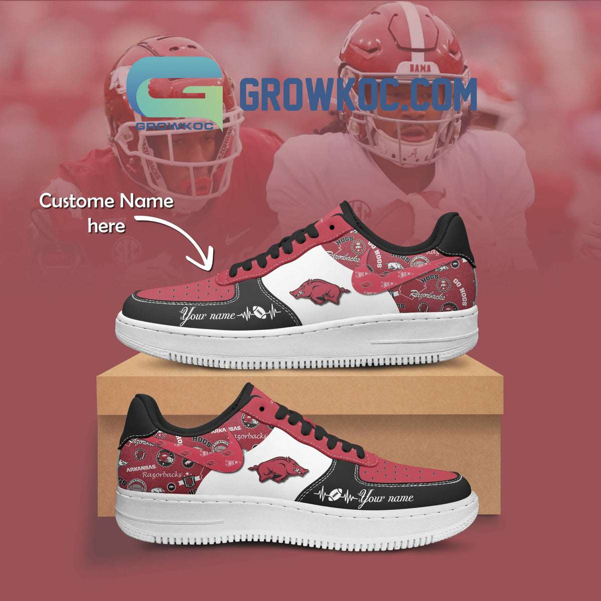 Arkansas Razorbacks Personalized Air Force 1 Shoes