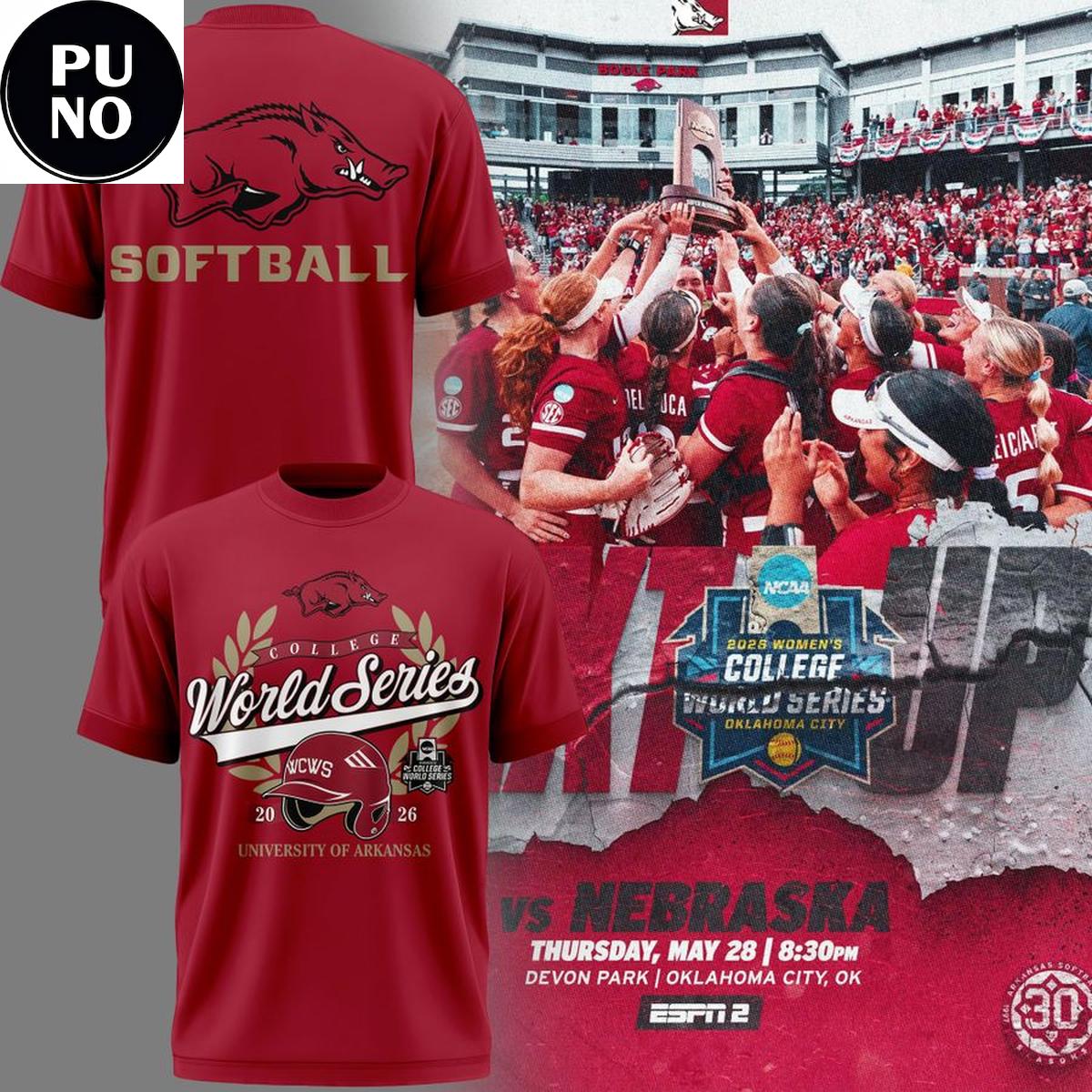 Arkansas Razorbacks Softball College World Series 2026 T-Shirt