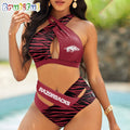 Arkansas Razorbacks Zebra Women Bikini Set Sporty Bikini Sets