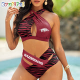Arkansas Razorbacks Zebra Women Bikini Set Sporty Bikini Sets