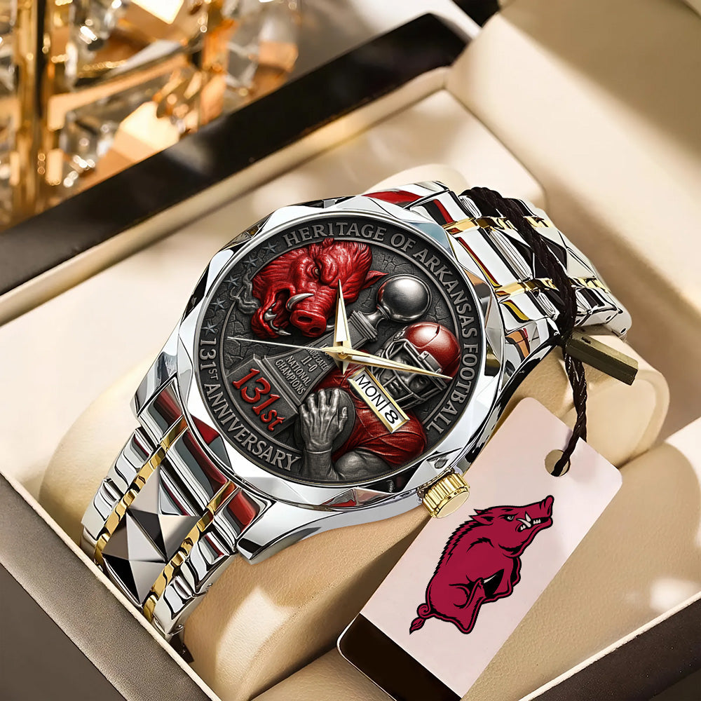 Arkansas Razorbacks Football 131st Anniversary Alloy Luxury Quartz Watch - TANTN18561