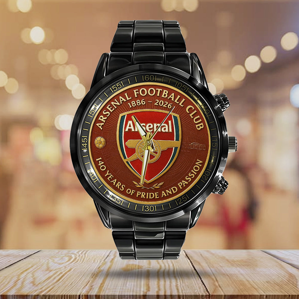 Arsenal FC 140 Years Black Stainless Steel Watch - MAITM13591
