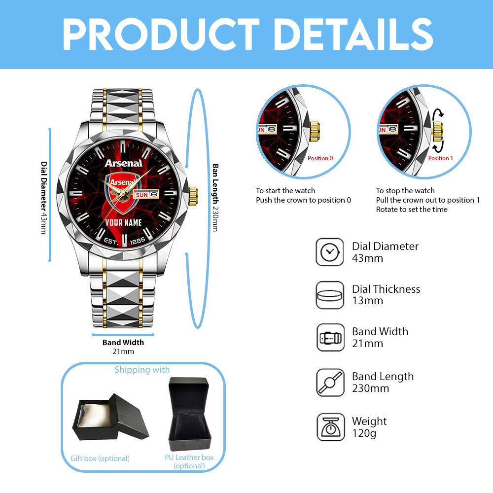 Personalized Arsenal FC Alloy Luxury Quartz Watch - TANTN23553