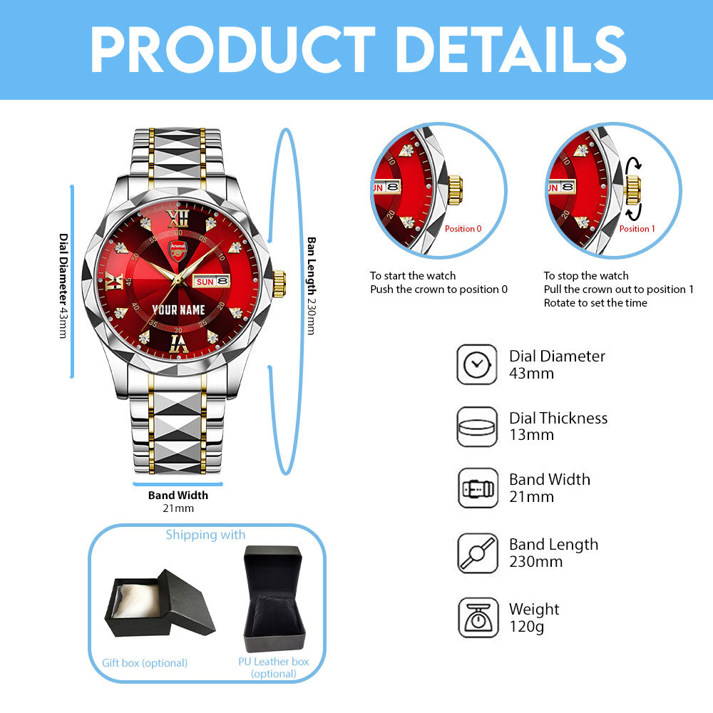 Personalized Arsenal FC Alloy Luxury Quartz Watch - TANTN23599