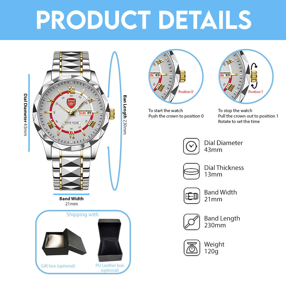 Personalized Arsenal FC Alloy Luxury Quartz Watch - TANTN23603