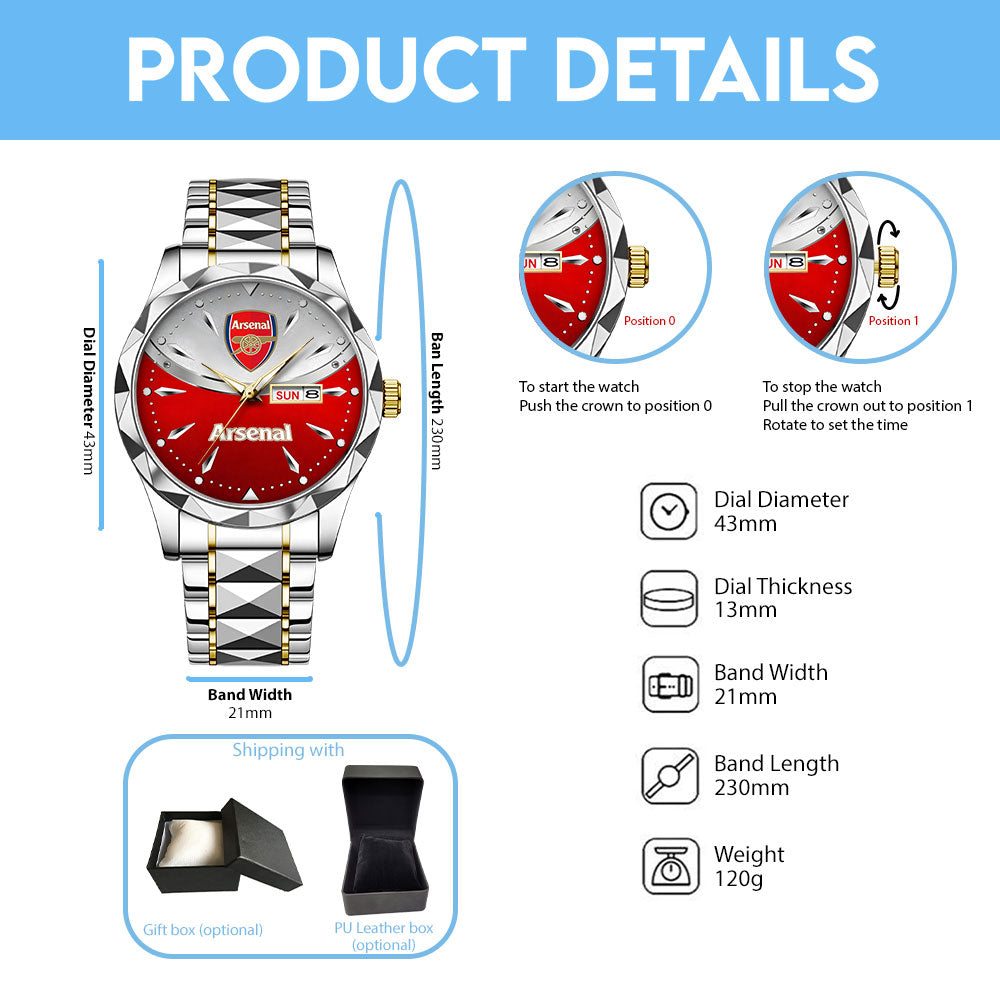 Arsenal FC Alloy Luxury Quartz Watch - TANTN23604