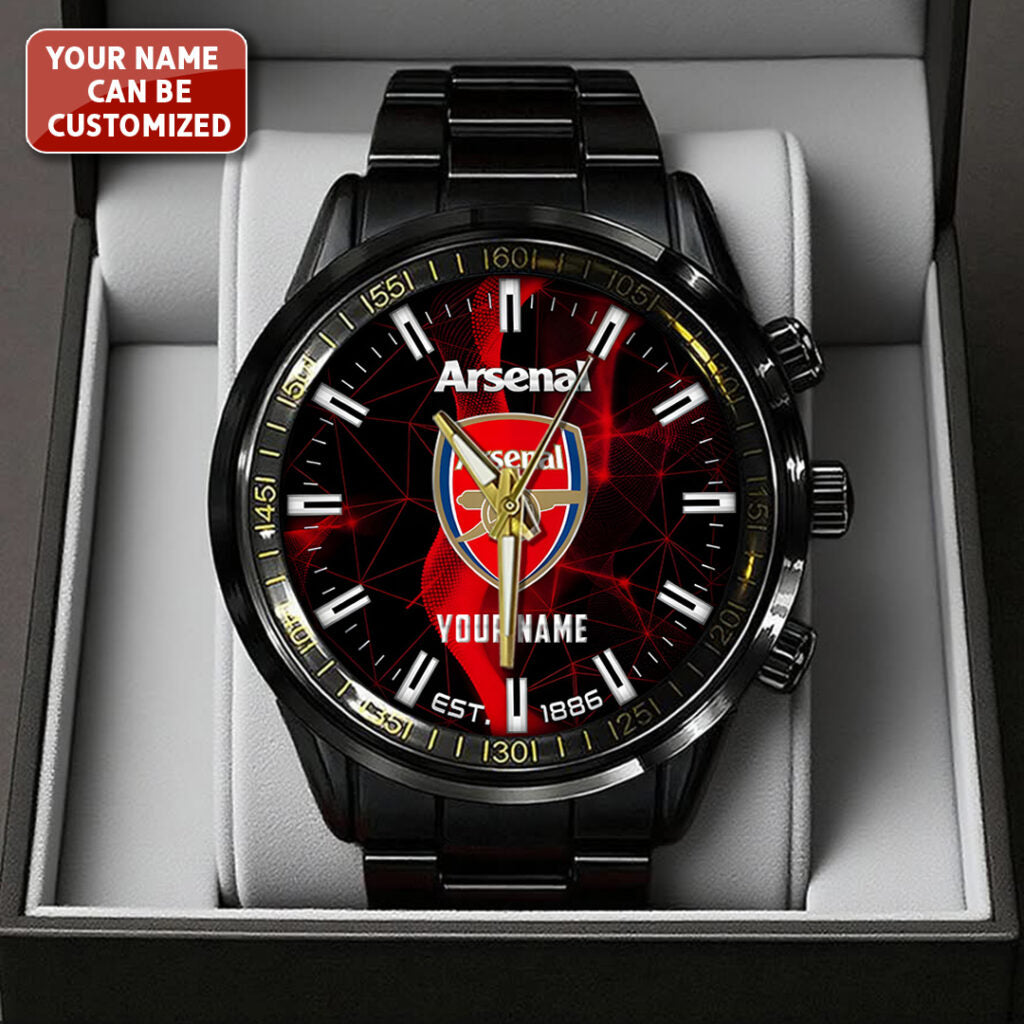 Personalized Arsenal FC Black Stainless Steel Watch - TANTN23554