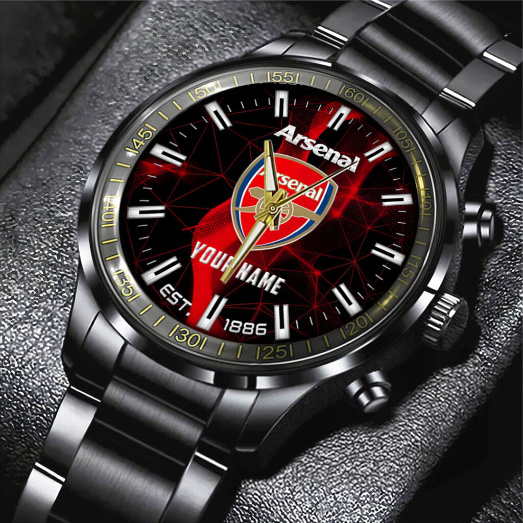Personalized Arsenal FC Black Stainless Steel Watch - TANTN23554