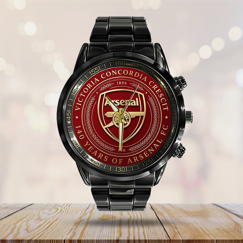 Arsenal FC 140th Anniversary Black Stainless Steel Watch - TMTHU3038