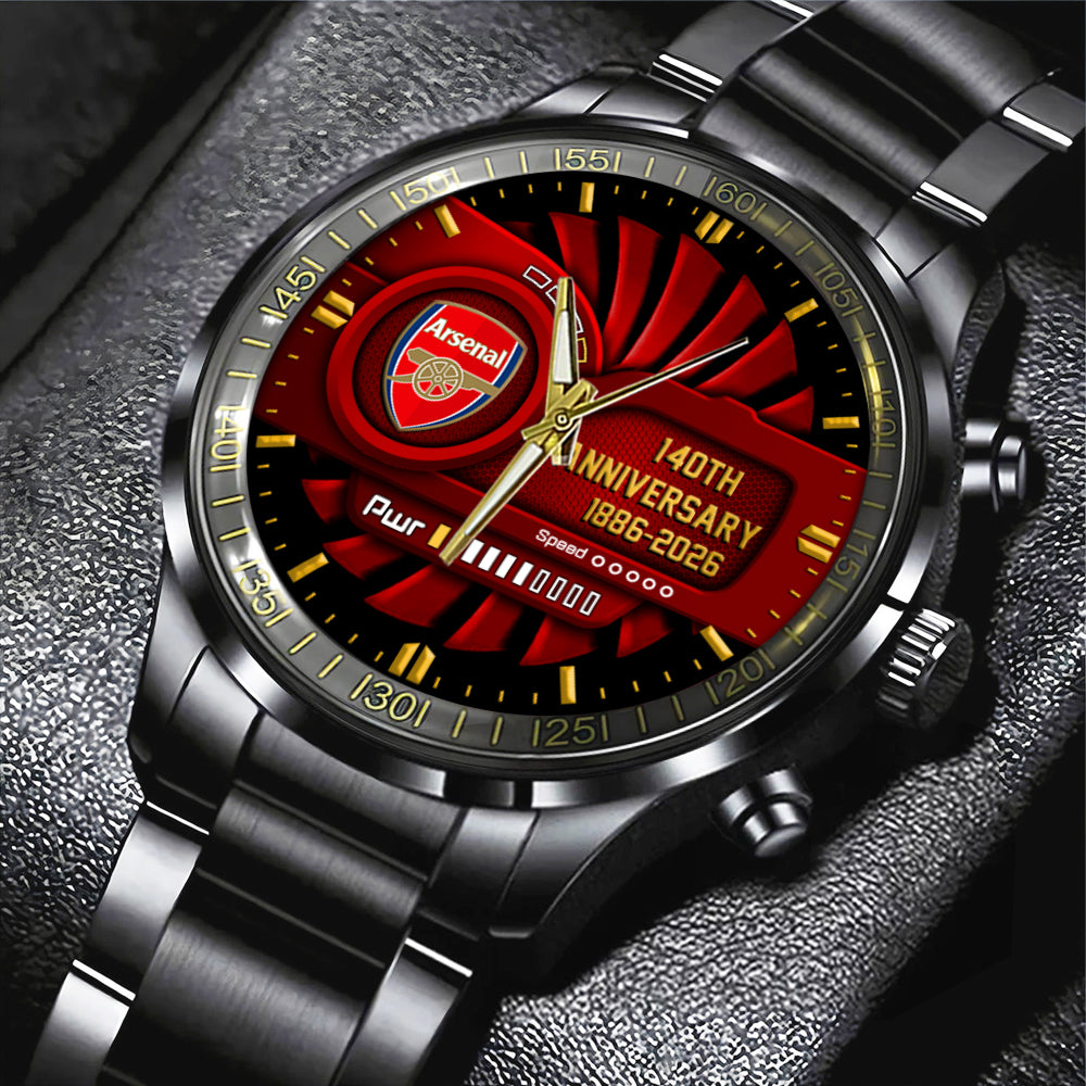 Arsenal FC 140th Anniversary Black Stainless Steel Watch - MAITM14457