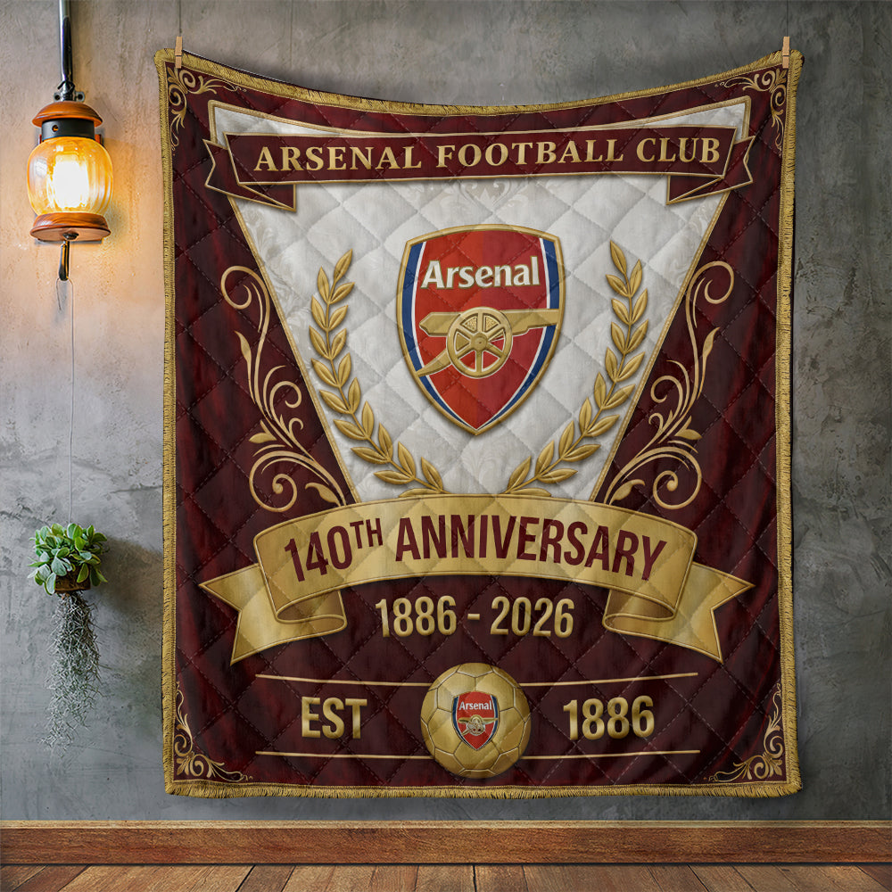 Arsenal FC 140th Anniversary Quilt Blanket - MAITM14286