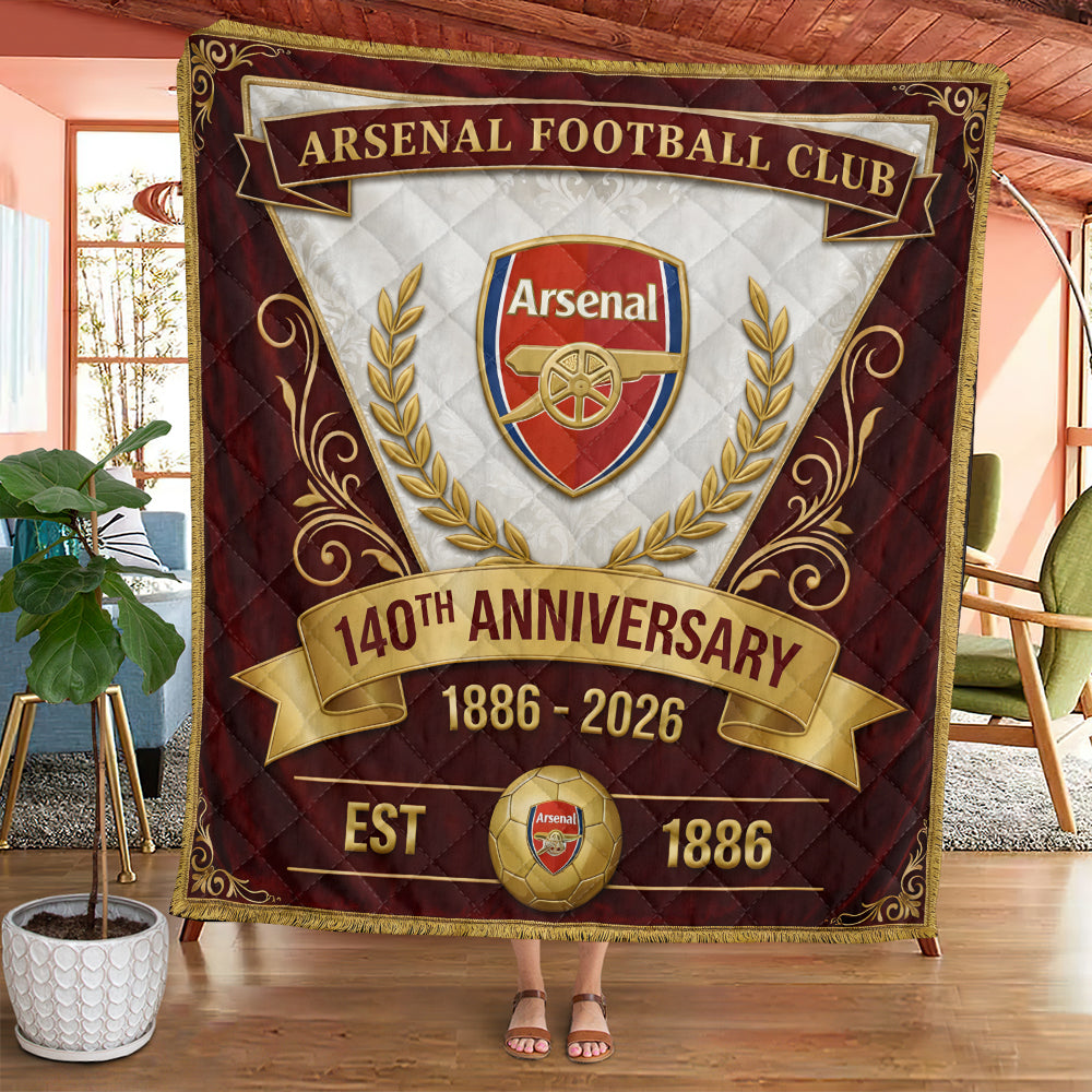 Arsenal FC 140th Anniversary Quilt Blanket - MAITM14286