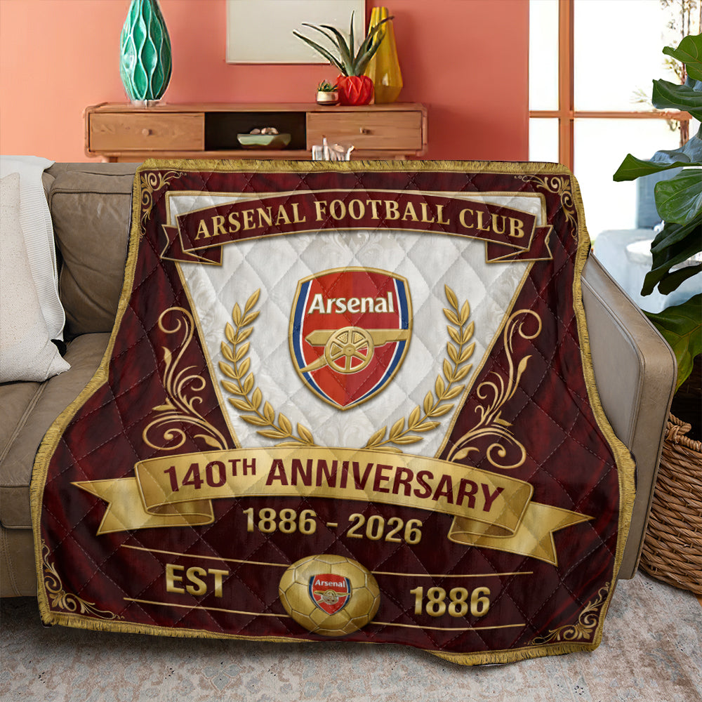 Arsenal FC 140th Anniversary Quilt Blanket - MAITM14286