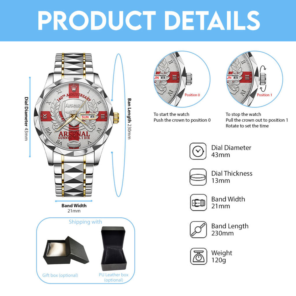 Arsenal FC 140th Anniversary x Rolex Black Stainless Steel Watch - TMTHU5957