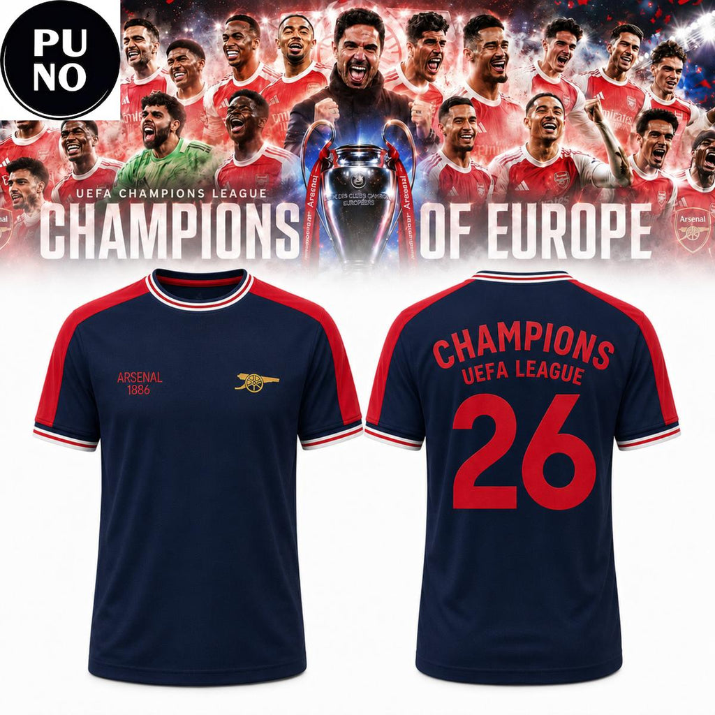 Arsenal FC Champions UEFA League 2026 Hoodie T-Shirt
