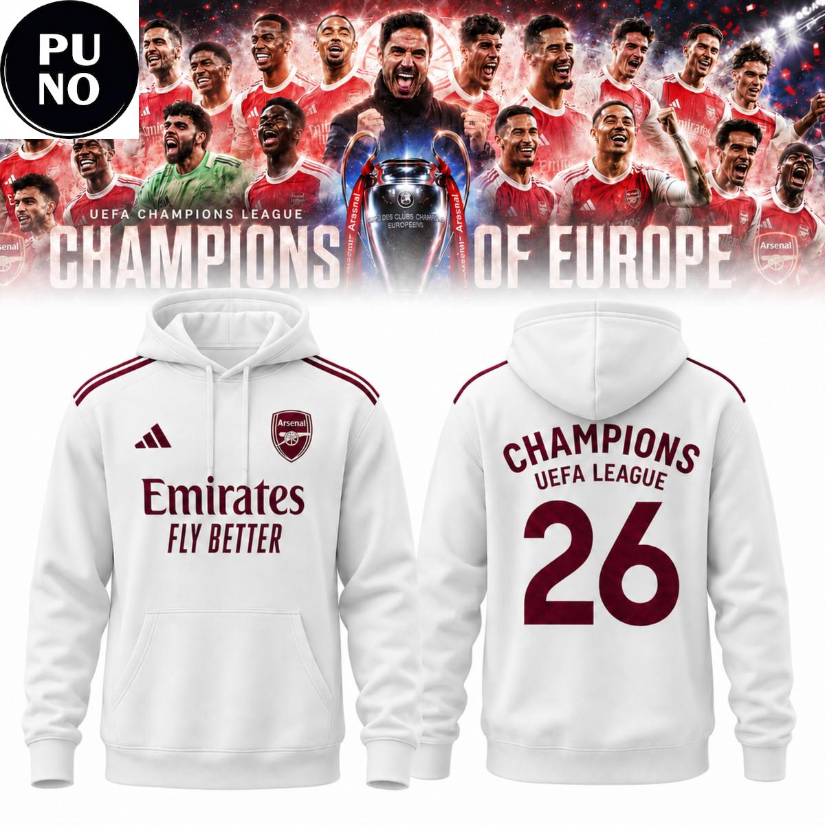 Arsenal FC Champions UEFA League 2026 Hoodie T-Shirt