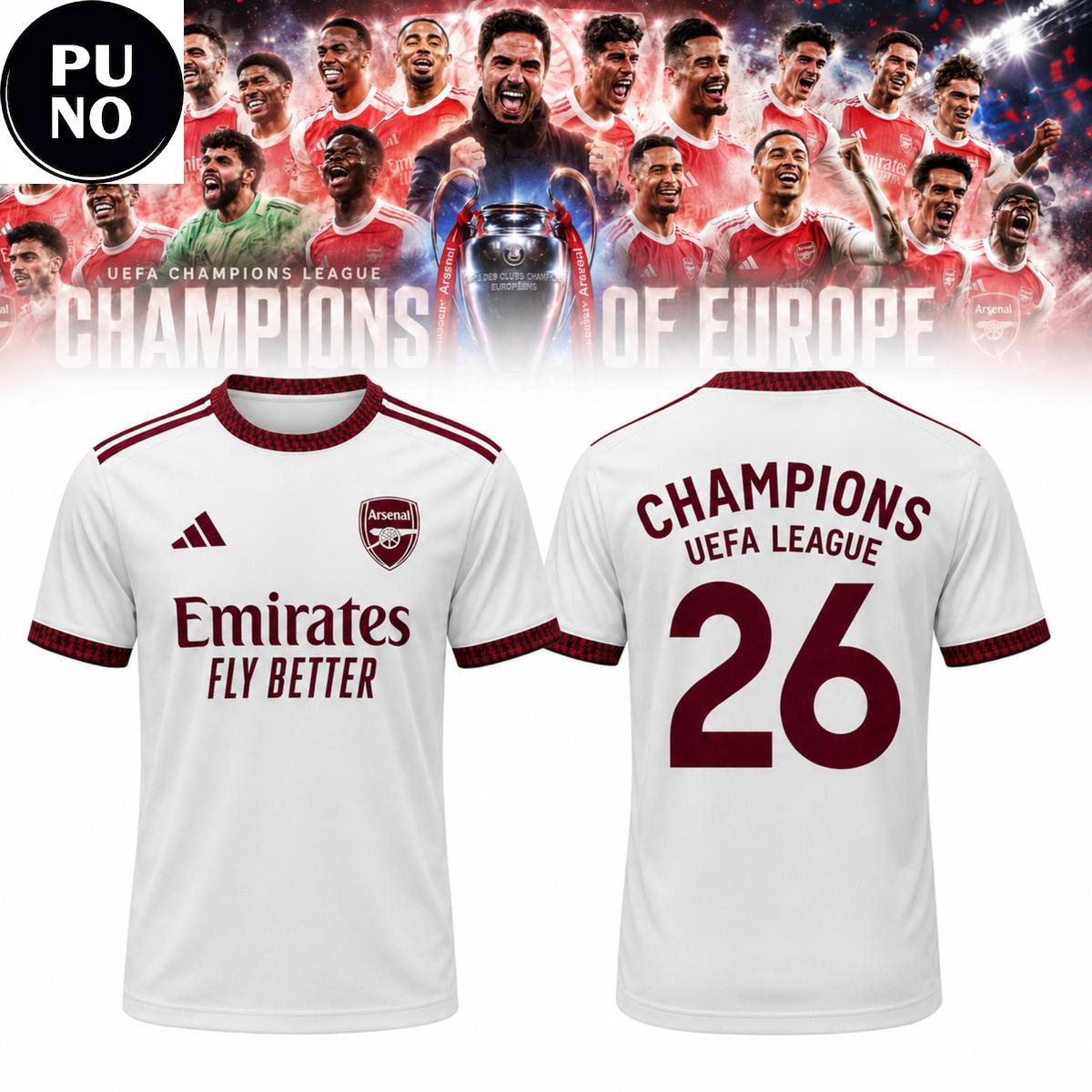 Arsenal FC Champions UEFA League 2026 Hoodie T-Shirt