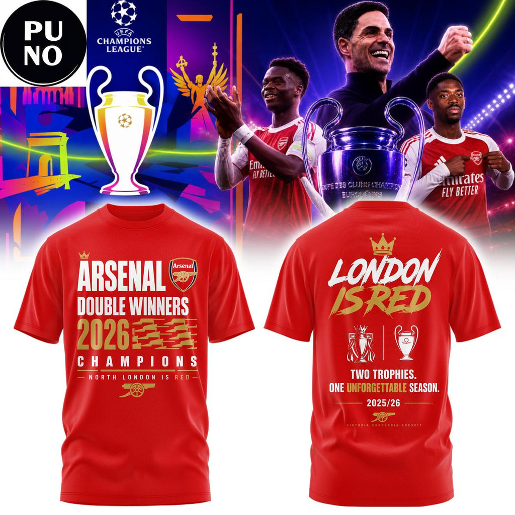 Arsenal FC Double Champion League 2026 London Is Red Hoodie T-Shirt
