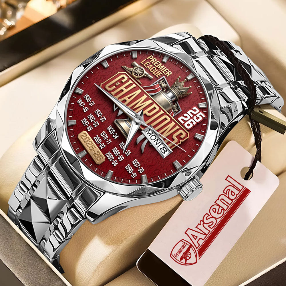 Arsenal FC Premier League Champions 25/26 Alloy Luxury Quartz Watch - TMTHU6337