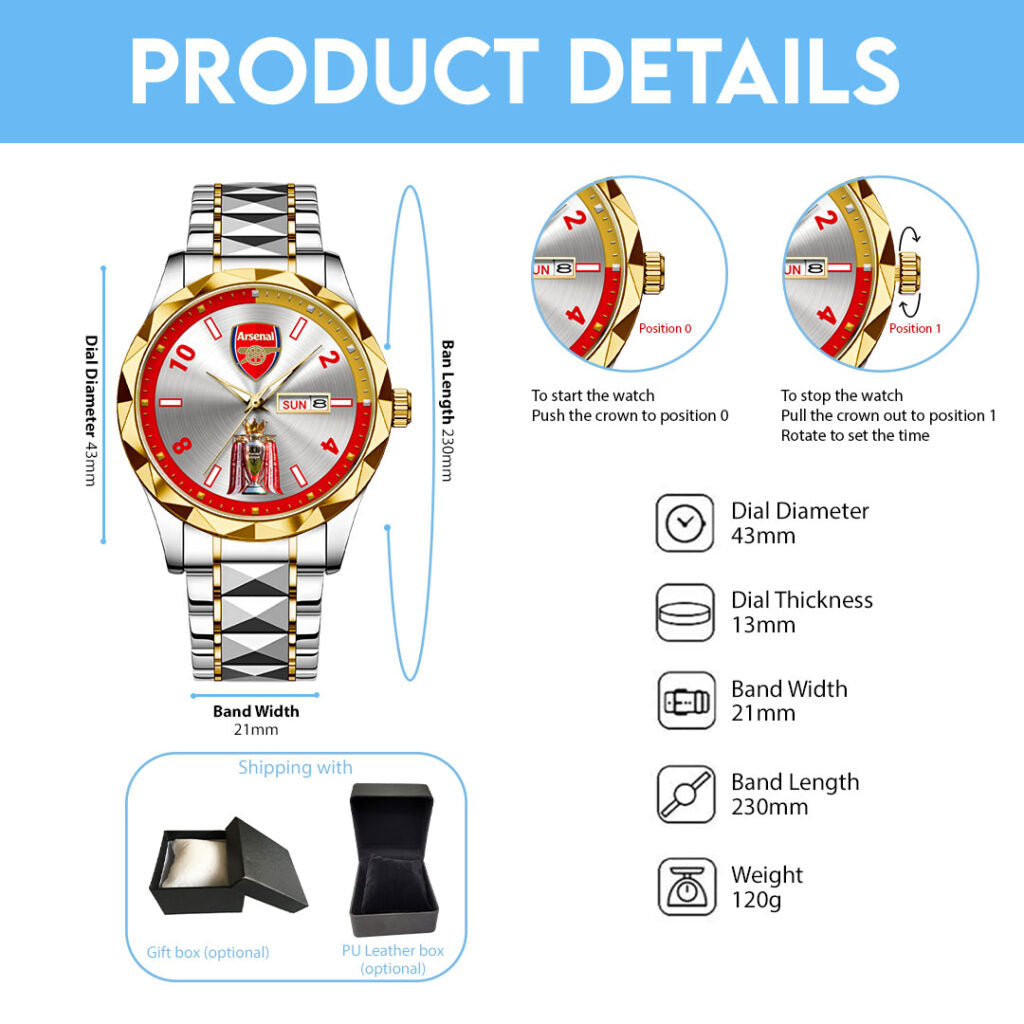 Arsenal FC Premier League Champions 25/26 Alloy Luxury Quartz Watch - HOATT18598