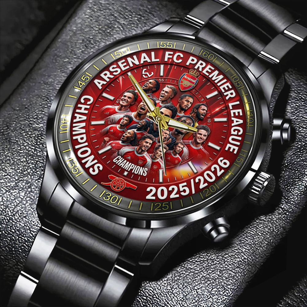 Arsenal FC Premier League Champions 25/26 Black Stainless Steel Watch - TMTHU6315