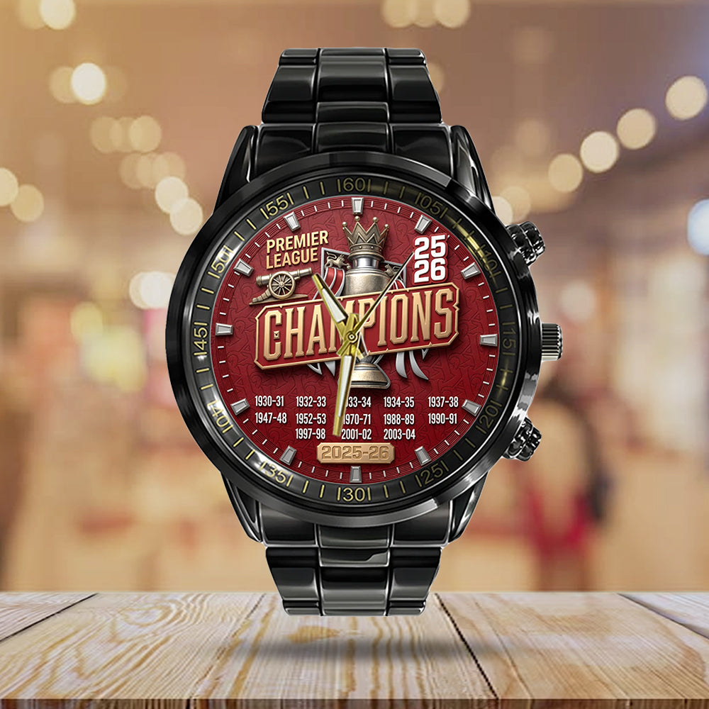 Arsenal FC Premier League Champions 25/26 Black Stainless Steel Watch - TMTHU6340