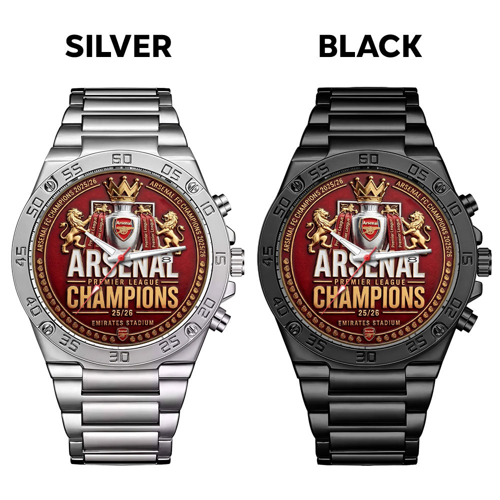 Arsenal FC Premier League Champions 25/26 Gentleman Stainless Steel Watch - TMTHU6432