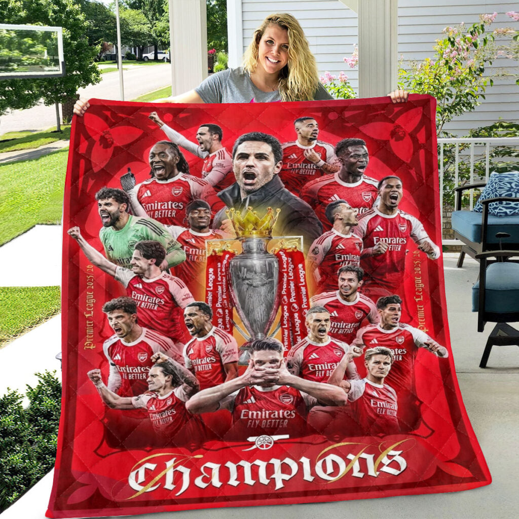 Arsenal FC Premier League Champions 25/26 Quilt Blanket - TMTHU6362