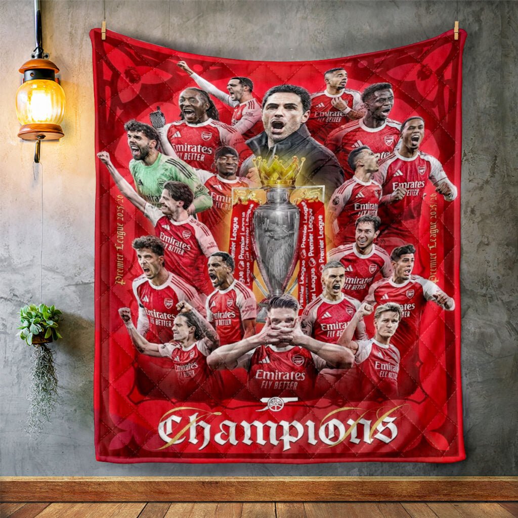 Arsenal FC Premier League Champions 25/26 Quilt Blanket - TMTHU6362