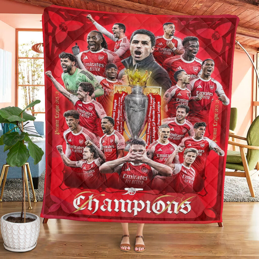 Arsenal FC Premier League Champions 25/26 Quilt Blanket - TMTHU6362