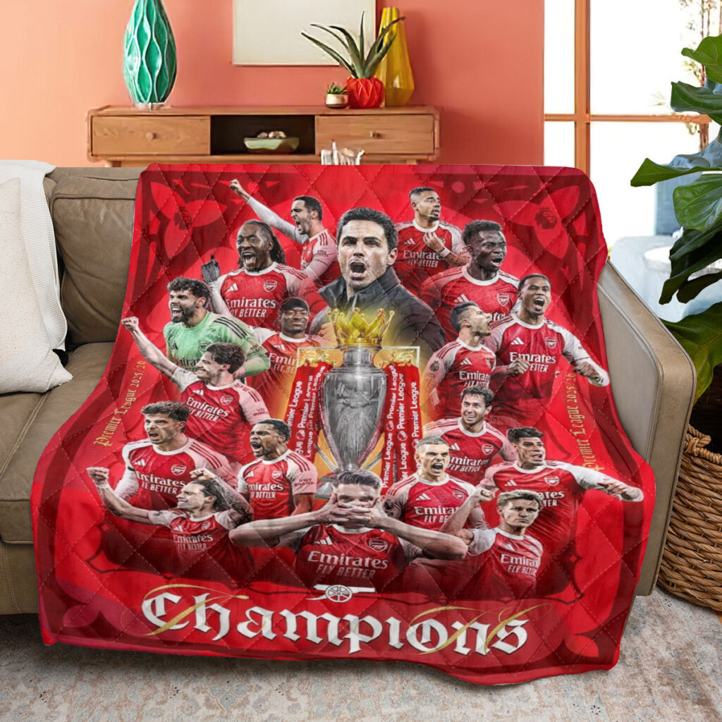 Arsenal FC Premier League Champions 25/26 Quilt Blanket - TMTHU6362