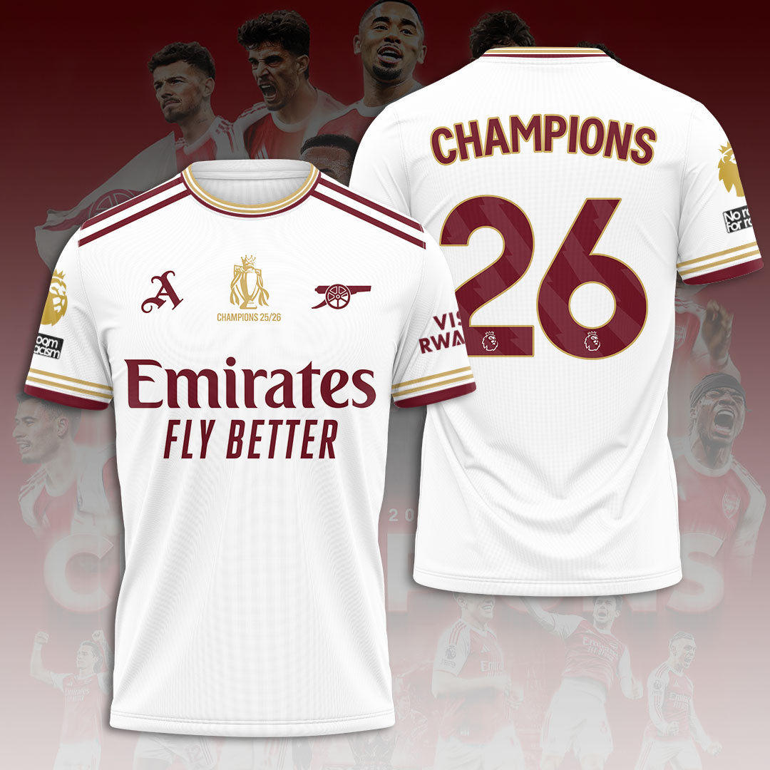 Arsenal FC Premier League Champions 25/26 3D Apparel – HOATT18200