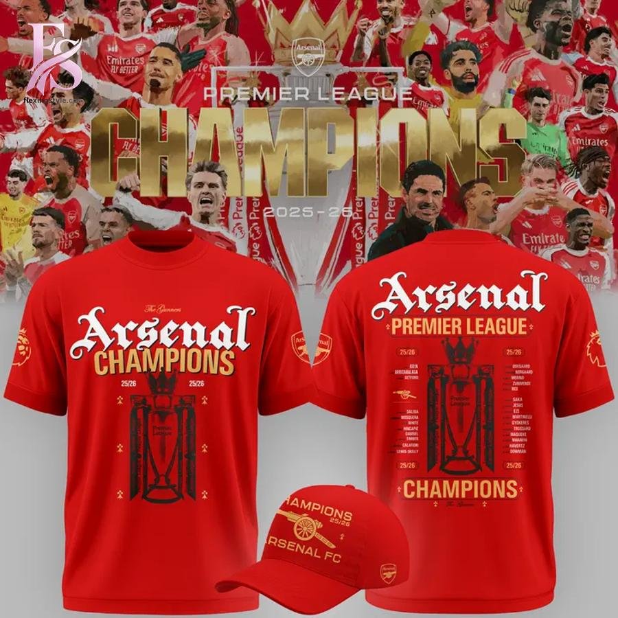 Arsenal Premier League Champions 25-26 Red T-shirt