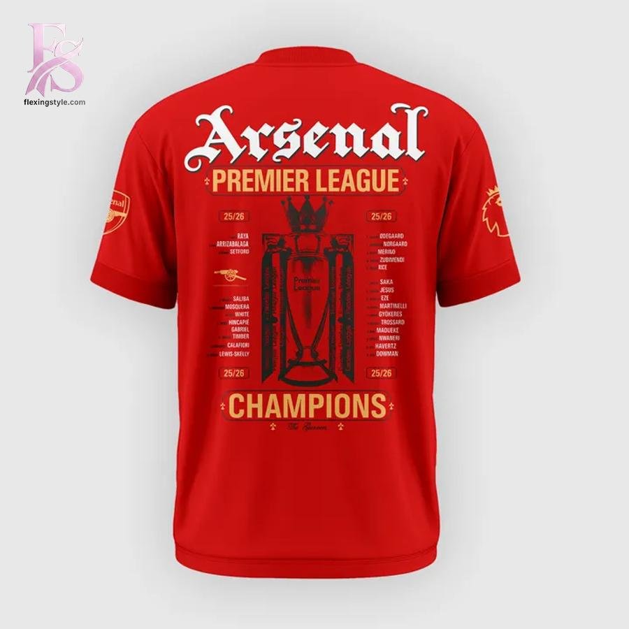 Arsenal Premier League Champions 25-26 Red T-shirt