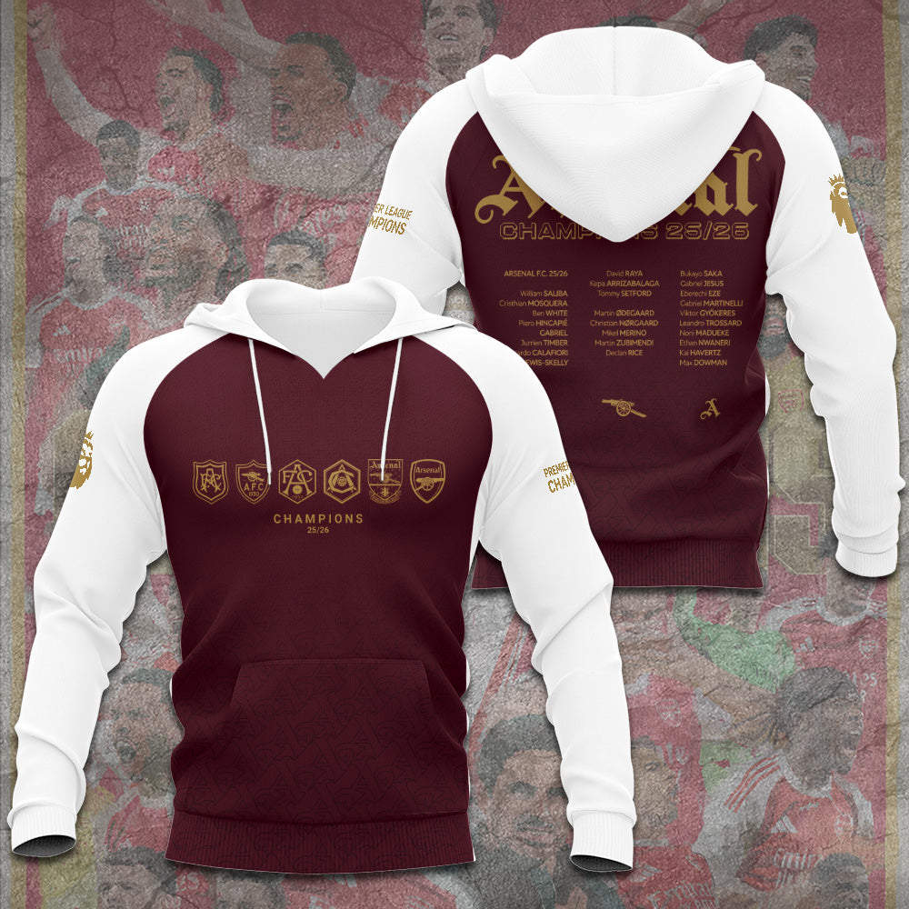 Arsenal FC Premier League Champions 25/26 3D Apparel – GNE6749