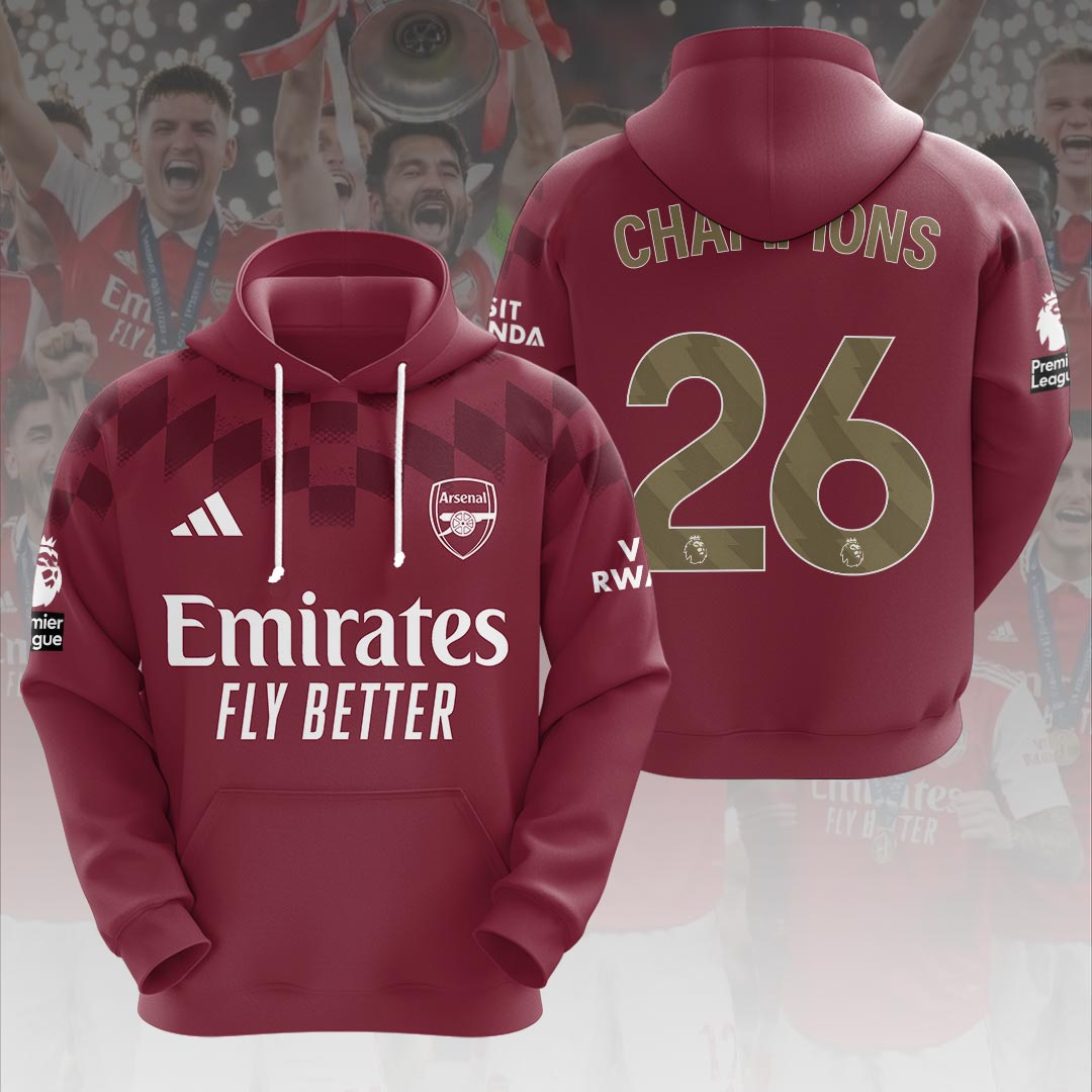 Arsenal FC Premier League Champions 25/26 3D Apparel – HOATT18465