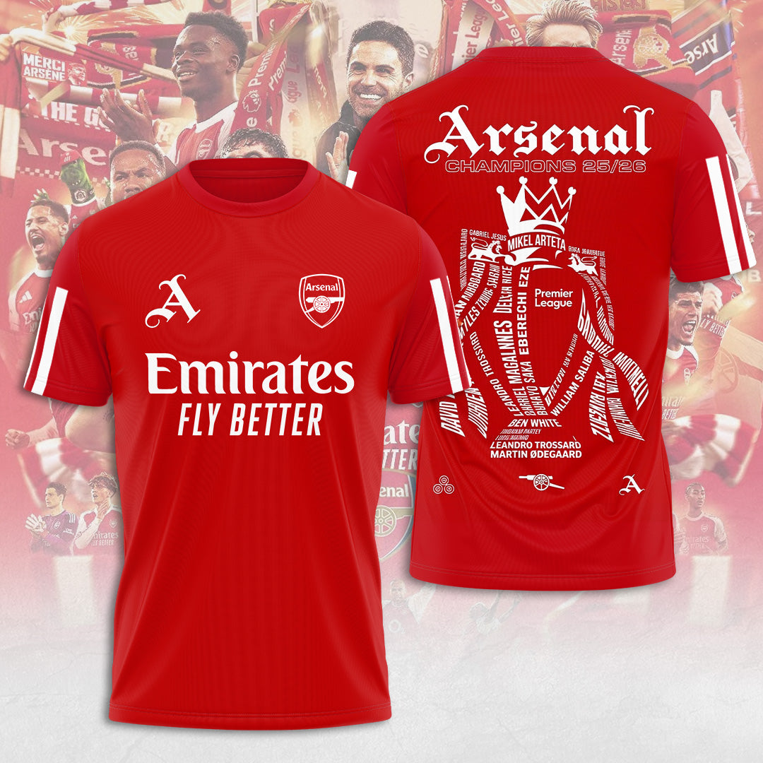 Arsenal FC Premier League Champions 25/26 3D Apparel – TANTN23411
