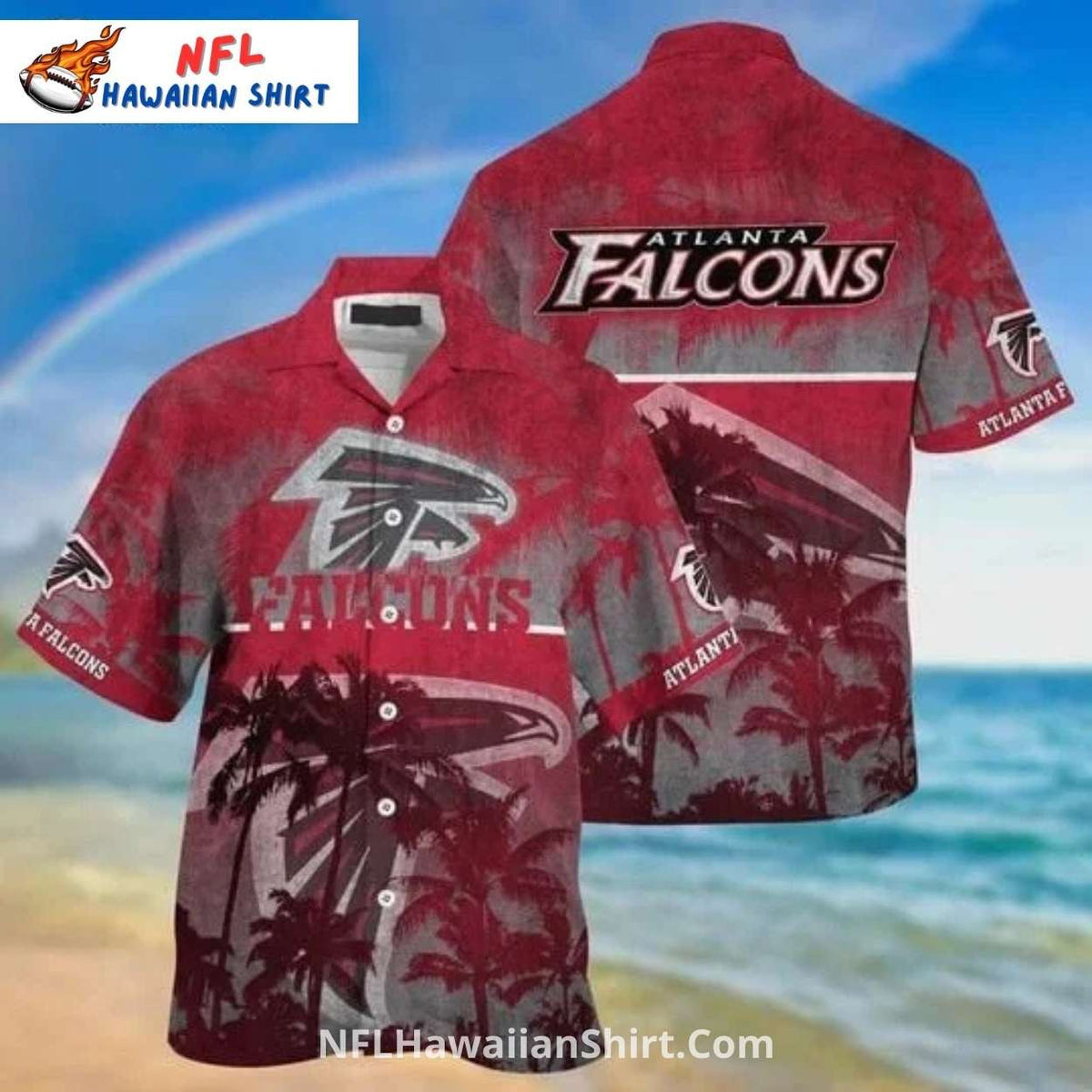 Atlanta Falcons Aloha Shirt Palm Tree Sunset Beach Theme