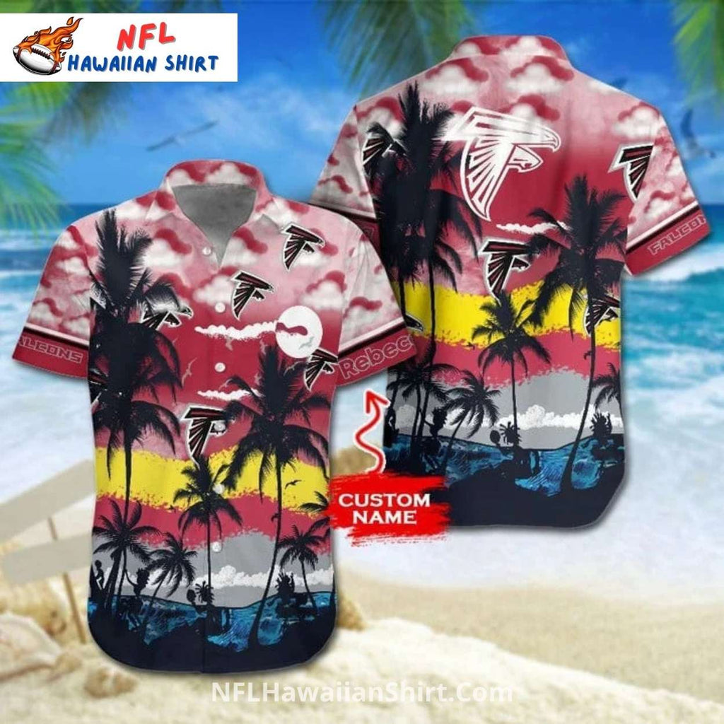 Atlanta Falcons Custom Name Multi-Color Sunset Beach Shirt