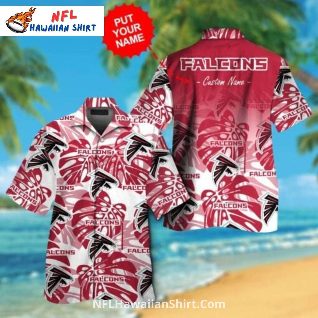 Atlanta Falcons Custom Name Tropical Leaf Print Hawaiian Shirt