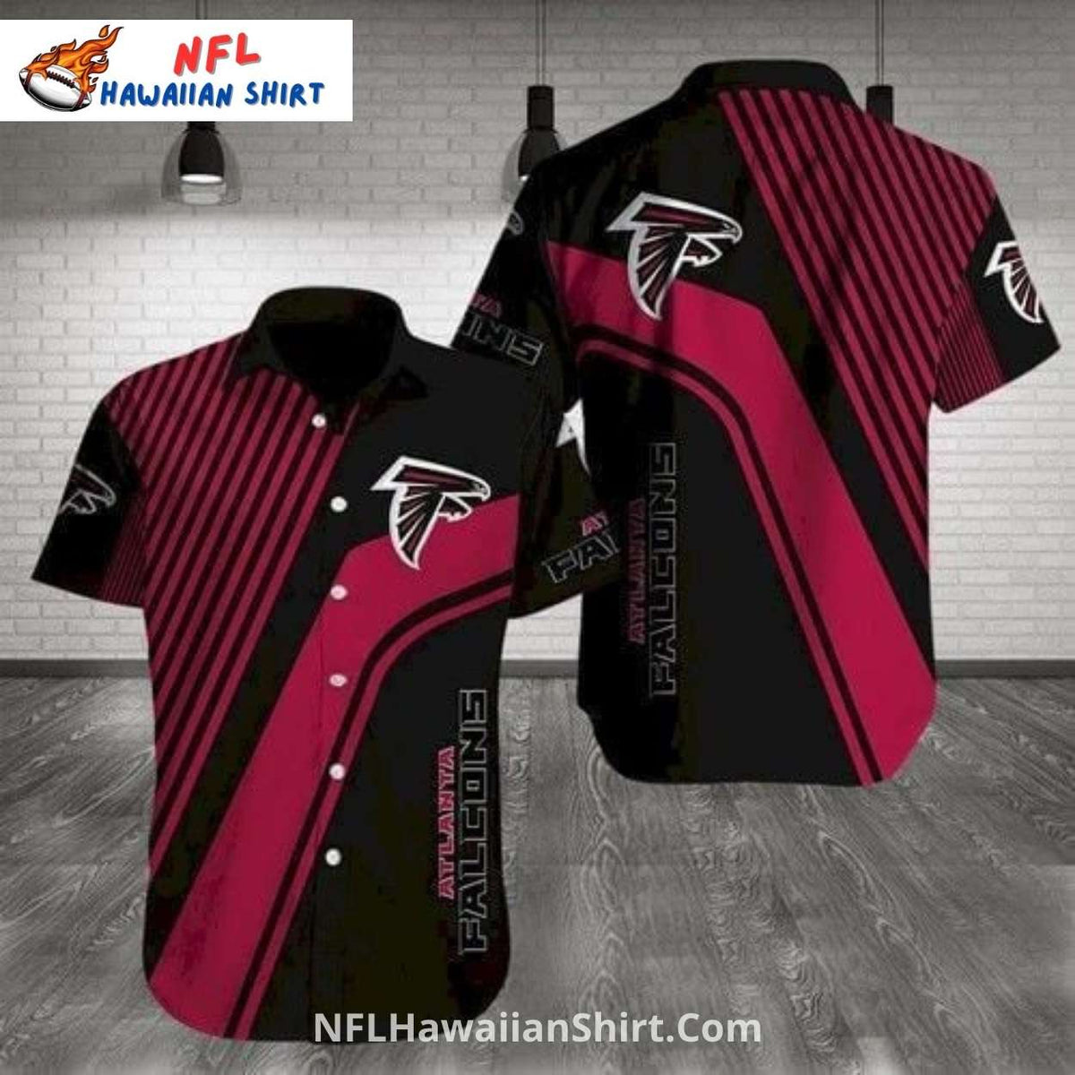 Atlanta Falcons Diagonal Stripe Modern Graphic Button-Up Shirt