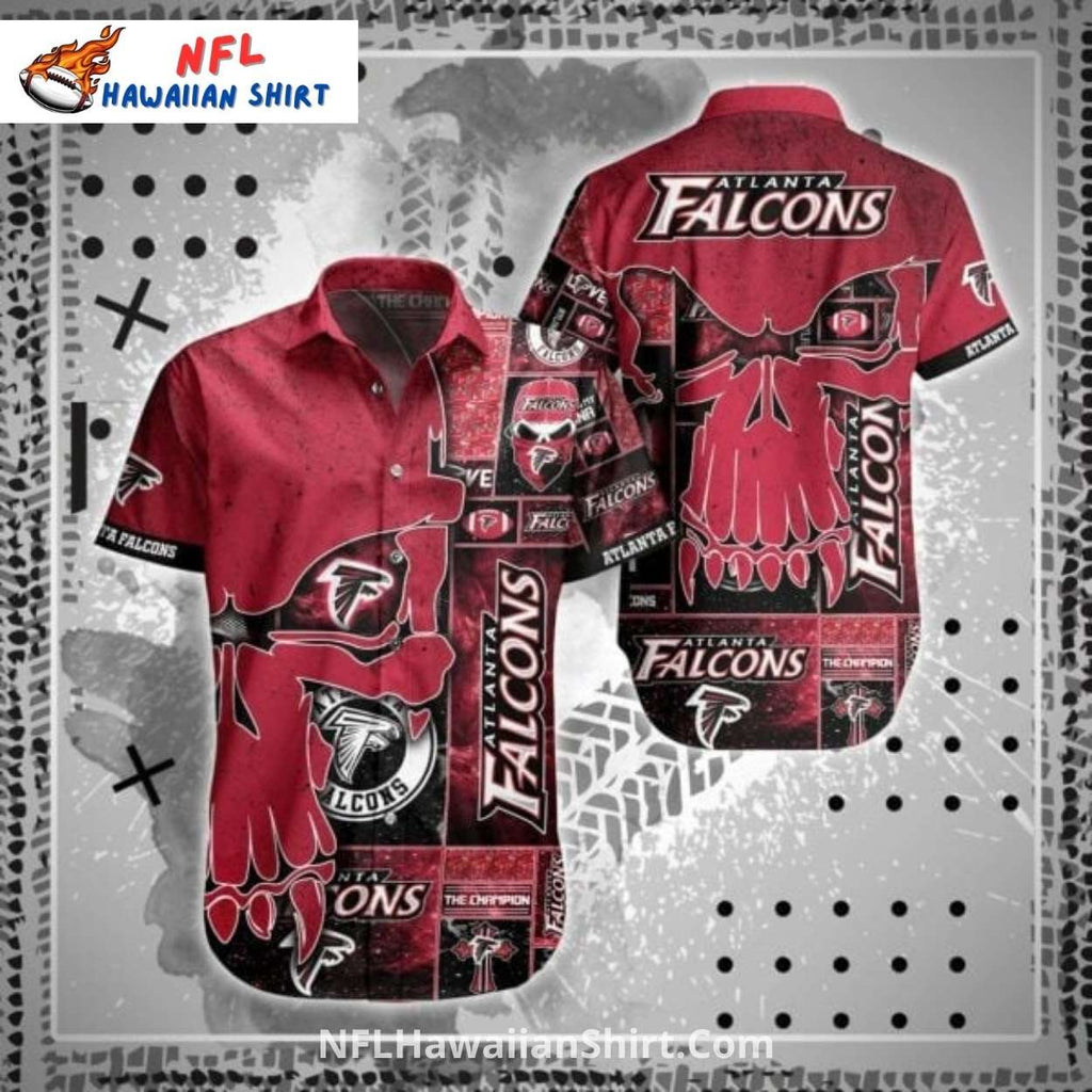 Atlanta Falcons Hawaiian Shirt Skull Claw Grunge Design