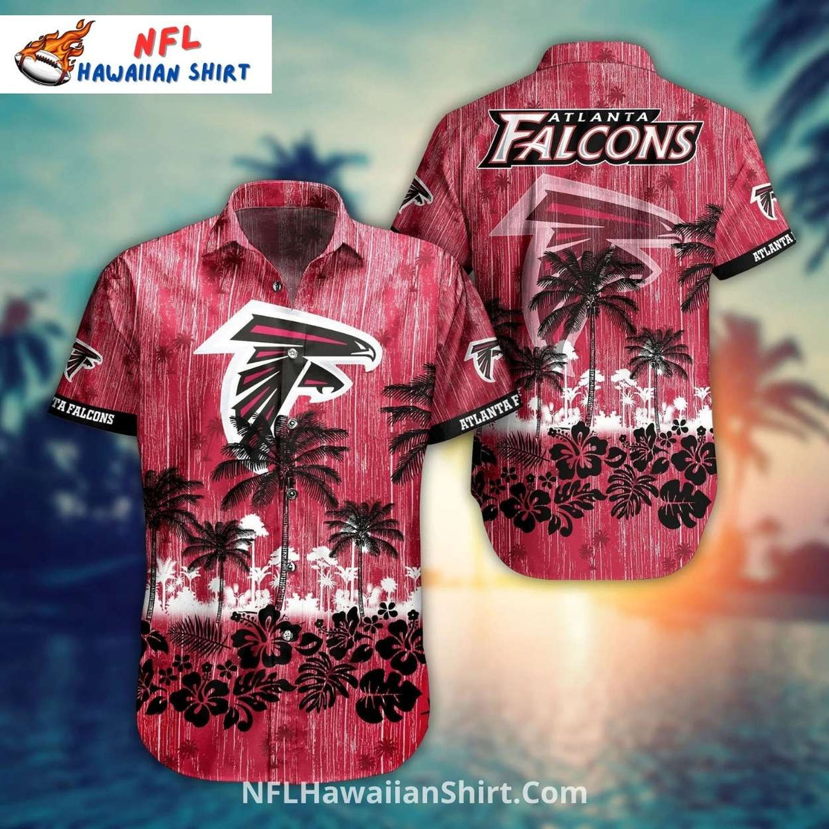 Atlanta Falcons Palm Tree Beach Sunset Hawaiian Shirt