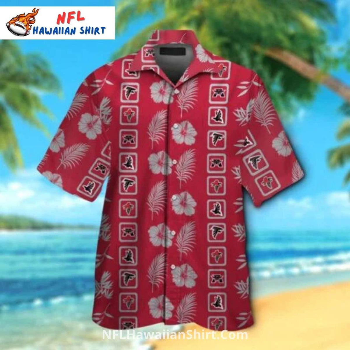 Atlanta Falcons Retro Floral Patch Pattern Hawaiian Shirt