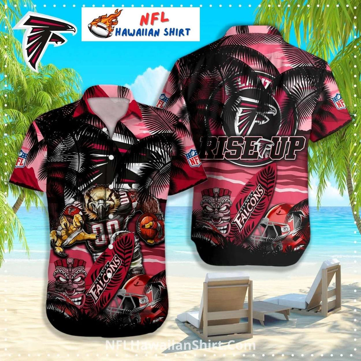 Atlanta Falcons Rise Up Tropical Warrior Button-Up Shirt